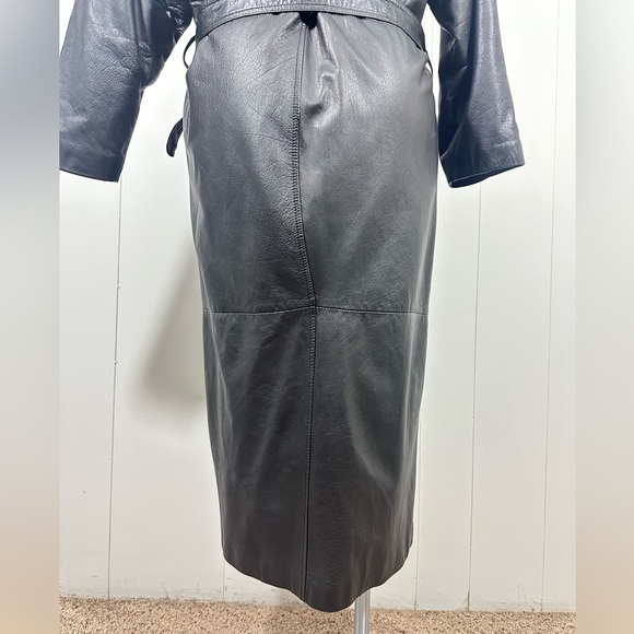 VTG Katie Full Length Womens Sz M Soft Leather Coat With Fox Lined Collar Belted - Picture 12 of 16